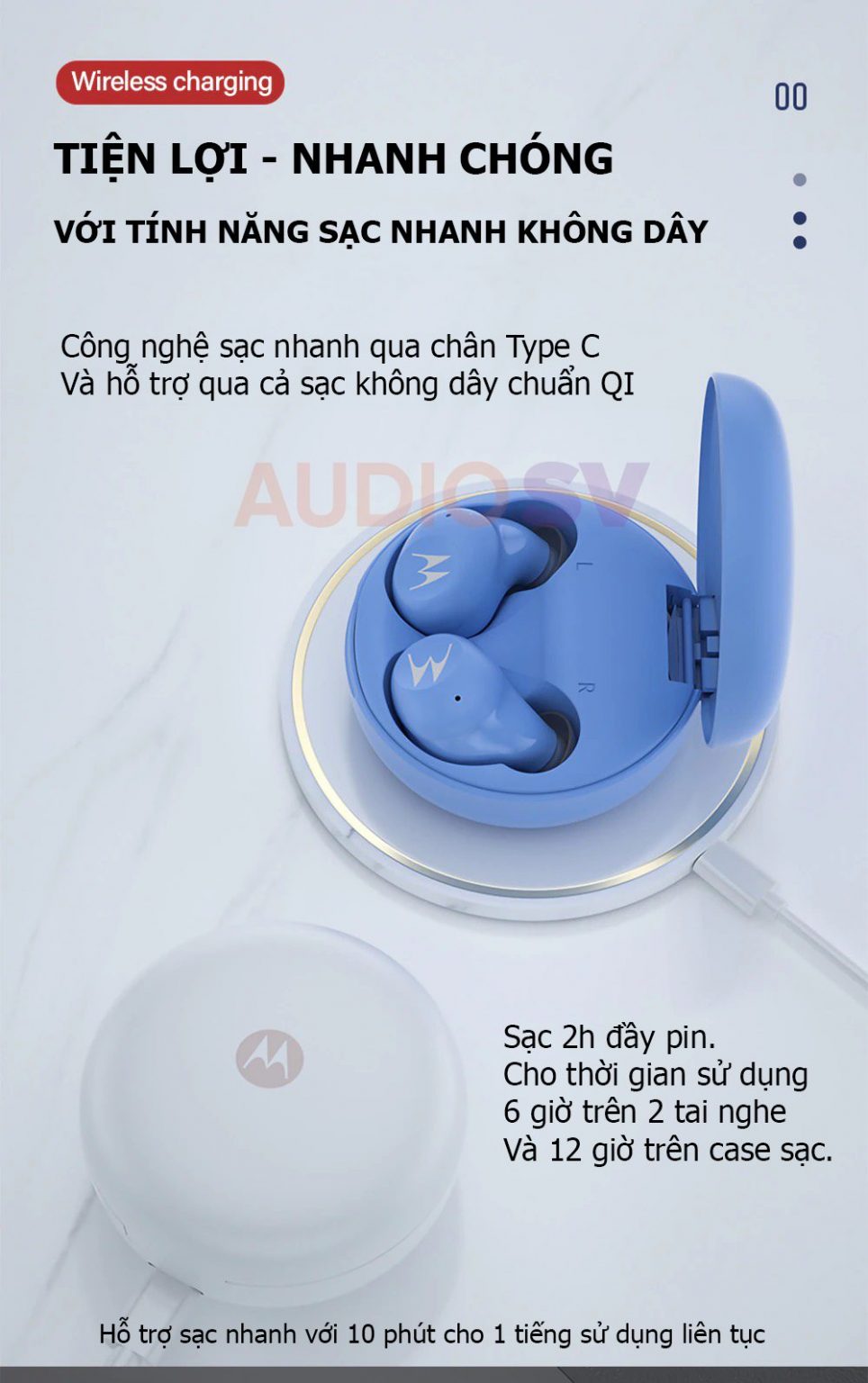 Tai Nghe Motorola Buds 250 Plus True Wireless Chính Hãng